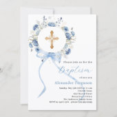 ブルーフローラリースクロスボーボーイバプテスマ 招待状 (正面)