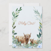 ブルーフローラリースハイランドカウベビーシャワー 招待状 (裏面)