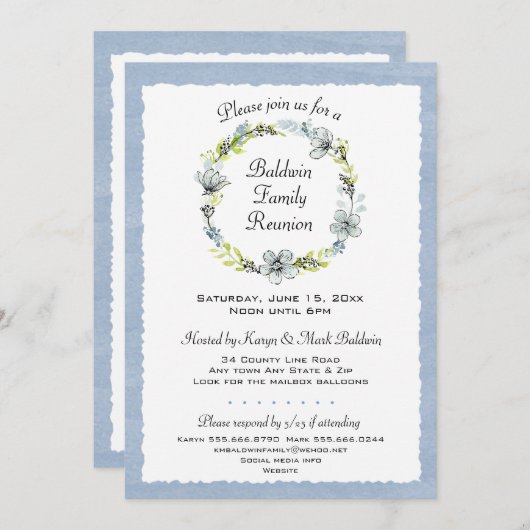 ブルーフローラリースファミリー懇親会招待状 招待状 (正面/裏面)