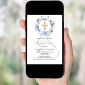 ブルーフローラリースボーイスクロスカプテスマ 招待状