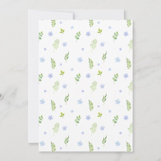 ブルーフローラリースボー男の赤ちゃんシャワー 招待状 (裏面)