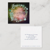 ブルーフローラリースモノグラムオンモッシーダークグリーン スクエア名刺 (正面/裏面)