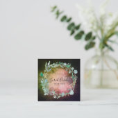 ブルーフローラリースモノグラムオンモッシーダークグリーン スクエア名刺 (スタンド正面)