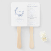 ブルーフローラリースモノグラム結婚式 プログラム ハンドファン (正面&裏面)