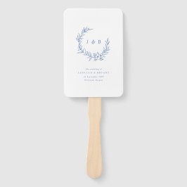 ブルーフローラリースモノグラム結婚式 プログラム ハンドファン