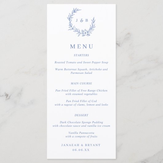 ブルーフローラリースモノグラ結婚ムのメニュー メニュー (正面)