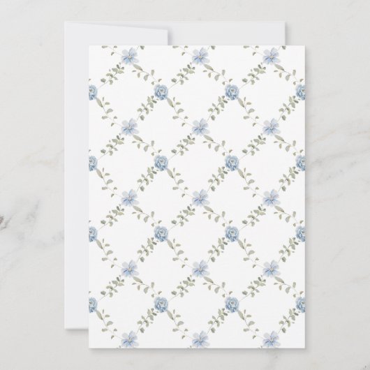 ブルーフローラリース春サマー男の赤ちゃんシャワー 招待状 (裏面)