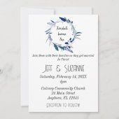 ブルーフローラリース2が一結婚つ 招待状 (正面)