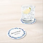 ブルーフローラリース ラウンドペーパーコースター (インサイチュ)