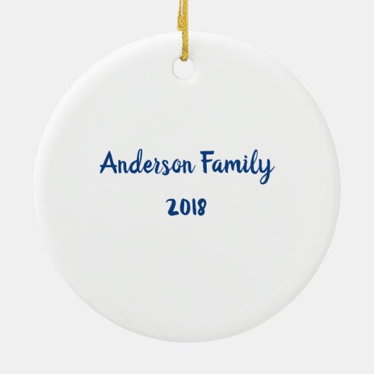 ブルーフローラリース'Aパーソナライズされた' セラミックオーナメント (裏面)