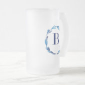 ブルーフローラリース'B' フロストグラスビールジョッキ (正面右)