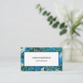 ブルーフローラルパタン花園 名刺 (スタンド正面)