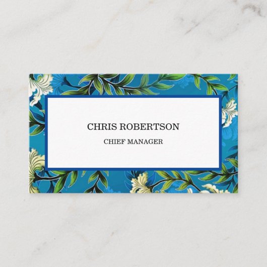 ブルーフローラルパタン花園 名刺 (正面)