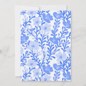 ブルーフローラルパターカスタムン引っ越し祝いパーティーパーティー 招待状 (裏面)