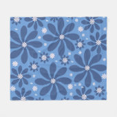 ブルーフローラルパタースタイリッシュン – Acces フリースブランケット (正面(横))