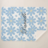 ブルーフローラルパターパーソナライズされたン – シェルパブランケット (正面(横))