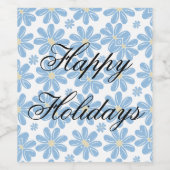 ブルーフローラルパターパーソナライズされたン – ワインラベル (シングルラベル)