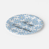 ブルーフローラルパターパーソナライズされたン – 紙プレート ペーパープレート (アングル)