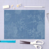 ブルーフローラルパターンに明るい青 薄葉紙 (クラフト)