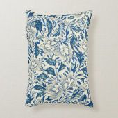 ブルーフローラルパターンアンティークアジアデザイン アクセントクッション (正面(垂直))