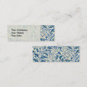 ブルーフローラルパターンアンティークアジアデザイン スキニー名刺 (正面/裏面)