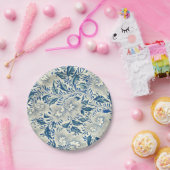 ブルーフローラルパターンアンティークアジアデザイン ペーパープレート (パーティー)