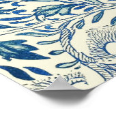 ブルーフローラルパターンアンティークアジアデザイン ポスター (角)