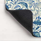 ブルーフローラルパターンアンティークアジアデザイン マウスパッド (コーナー)