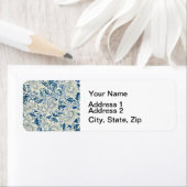 ブルーフローラルパターンアンティークアジアデザイン ラベル (インサイチュ)