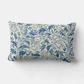 ブルーフローラルパターンアンティークアジアデザイン ランバークッション (裏面)