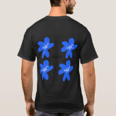 ブルーフローラルパターン水彩の追加ネーム文字 Tシャツ (裏面)