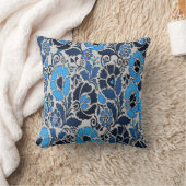 ブルーフローラルパターン装飾用クッション クッション (ブランケット)