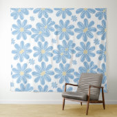 ブルーフローラルパターン – タペストリー (インサイチュ(横))