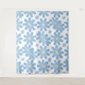 ブルーフローラルパターン – タペストリー (正面)