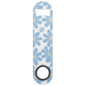 ブルーフローラルパターン – パーソナライズされたボトルオープナー スピード栓抜き (裏面)