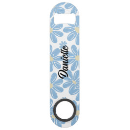 ブルーフローラルパターン – パーソナライズされたボトルオープナー スピード栓抜き