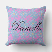 ブルーフローラルパターン – パーソナライズされた装飾用クッション クッション (正面)