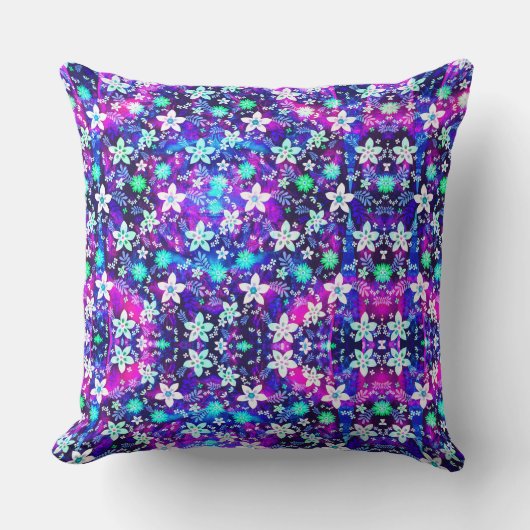 ブルーフローラルパターン – Edelweissフラワージオメトリック クッション (正面)