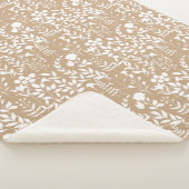 ブルーフローラルパターン.ST02.ホワイトLオレンジBG シェルパブランケット (3/4)