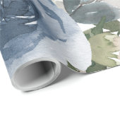 ブルーフローラルパター芸術的ン、水彩 ラッピングペーパー (ロールコーナー)