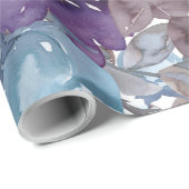 ブルーフローラルパター芸術的ン、水彩 ラッピングペーパー (ロールコーナー)