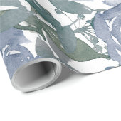 ブルーフローラルパター芸術的ン、水彩 ラッピングペーパー (ロールコーナー)