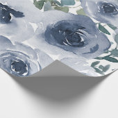 ブルーフローラルパター芸術的ン、水彩 ラッピングペーパー (角)