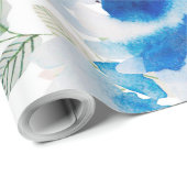 ブルーフローラルパター芸術的ン、水彩 ラッピングペーパー (ロールコーナー)