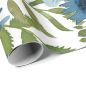 ブルーフローラルパター芸術的ン、水彩 ラッピングペーパー (ロールコーナー)