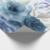 ブルーフローラルパター芸術的ン、水彩 ラッピングペーパー (角)