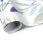 ブルーフローラルパター芸術的ン、水彩 ラッピングペーパー (ロールコーナー)