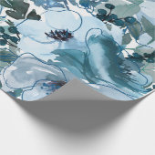 ブルーフローラルパター芸術的ン、水彩 ラッピングペーパー (角)