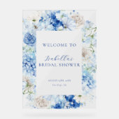 ブルーフローラルブライダルシャワーウェルカム アクリルサイン (正面)