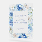 ブルーフローラルブライダルシャワーウェルカム アクリルサイン (傾斜)